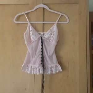 Jolie sexy lace lingerie pink corset top size M with matching panties